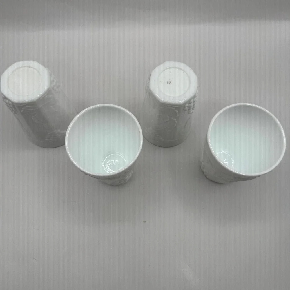 Westmoreland Paneled Grape Milk Juice Glass Tumblers Set White 5.25in Vintage